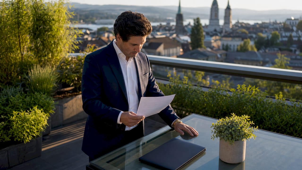 Professional reviewing Swiss debt enforcement paper