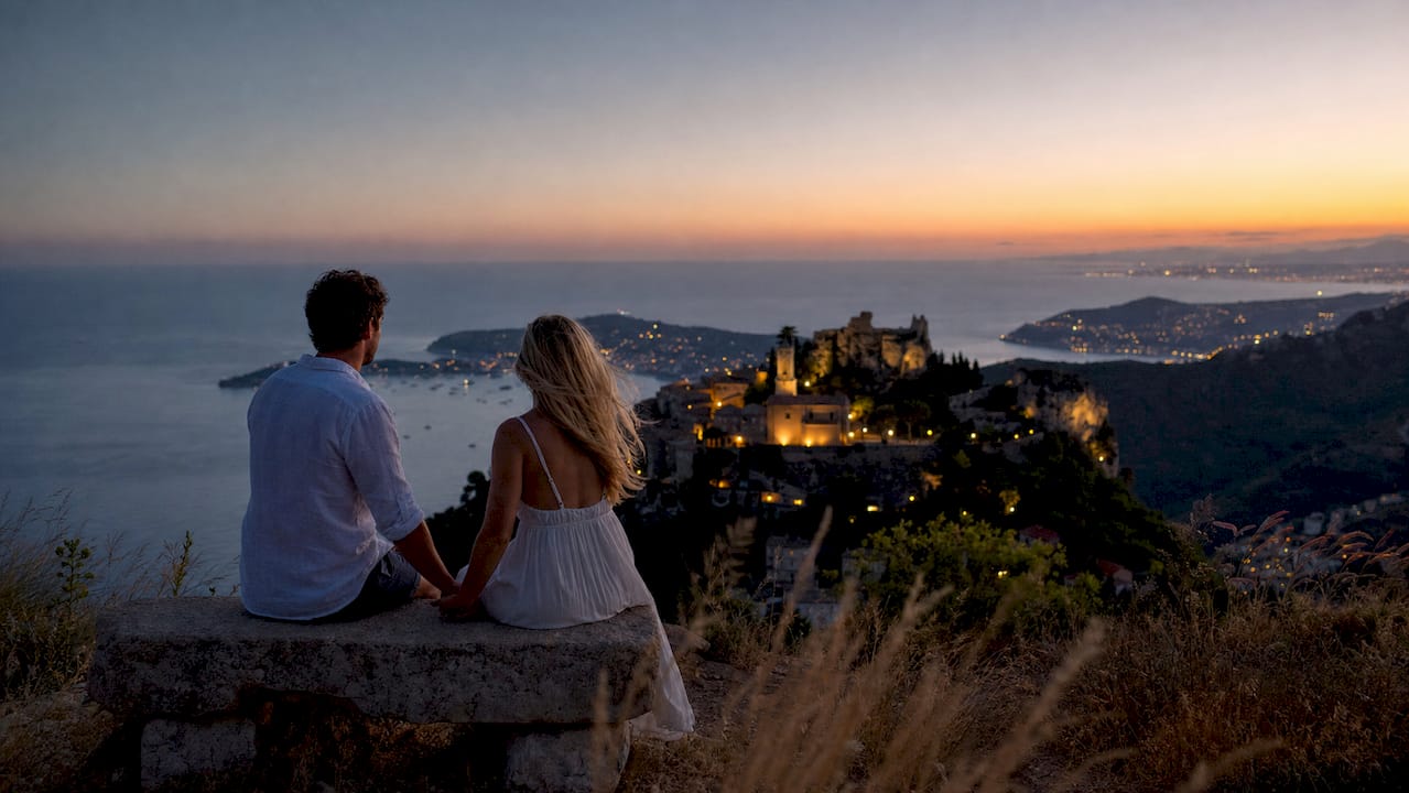 Scenic coastal view including Èze and Monaco
