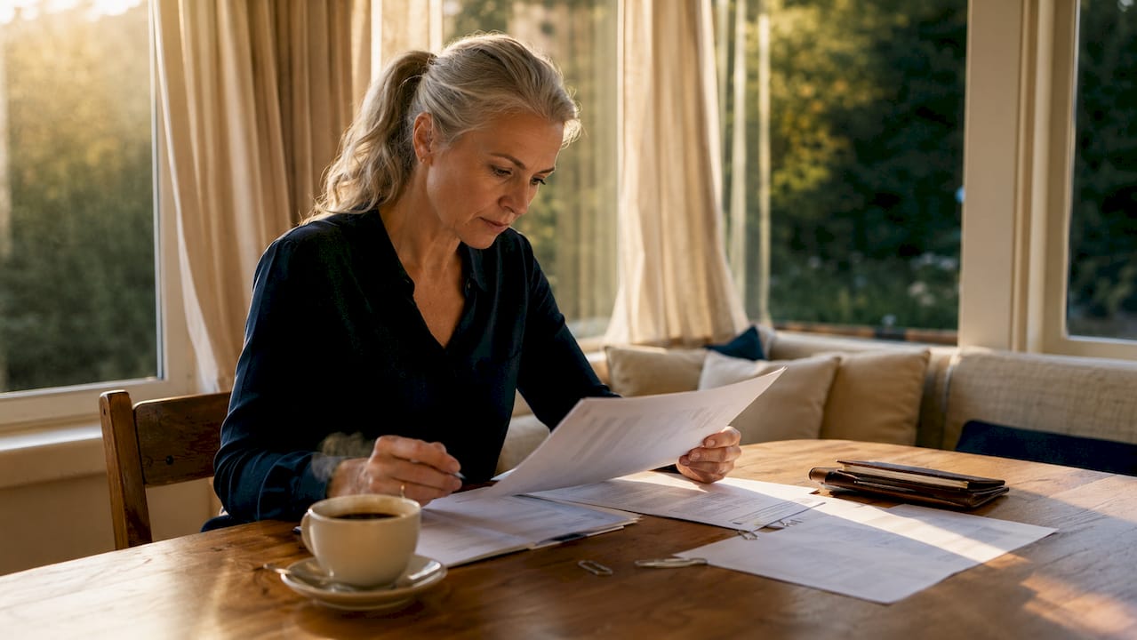 Swiss analyst reviewing financial documents