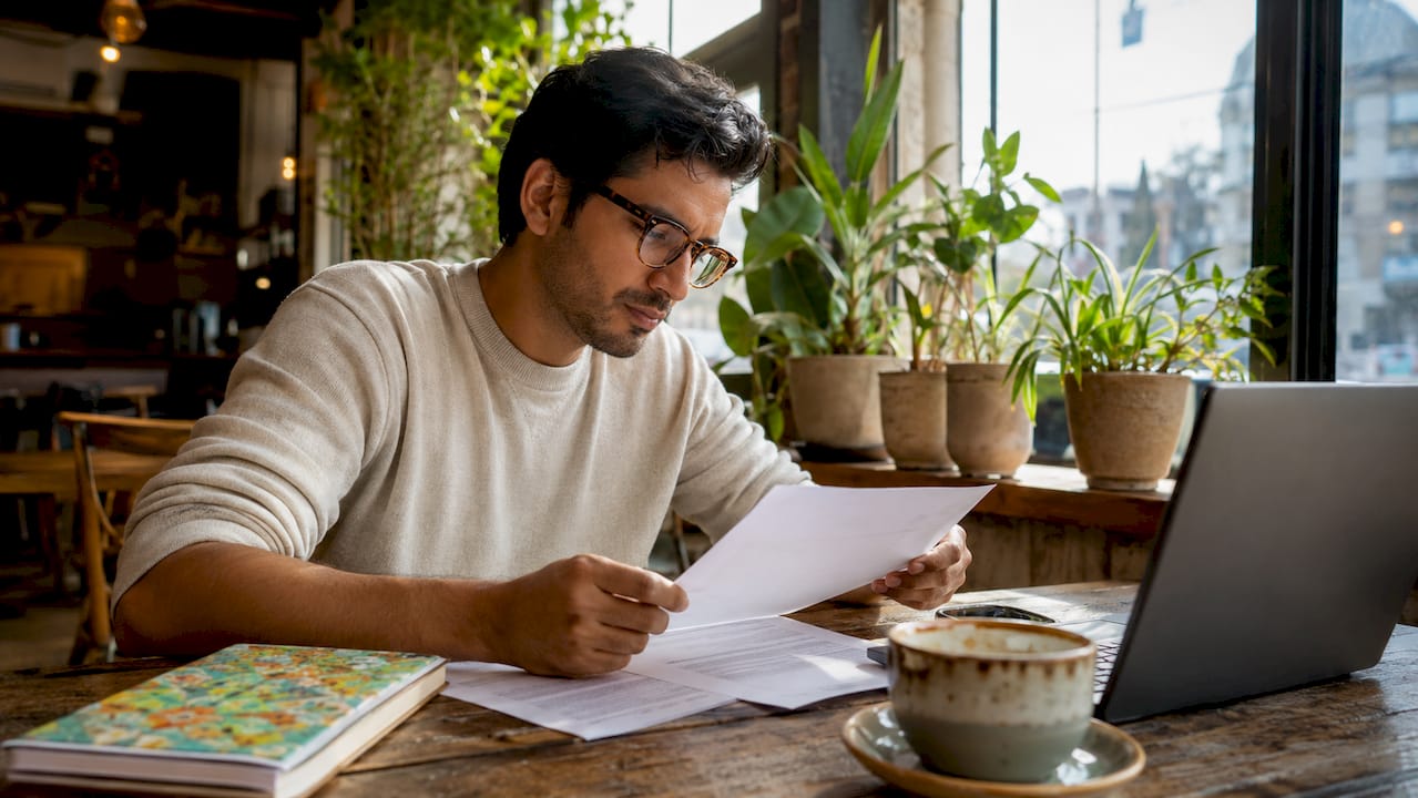 Entrepreneur reviewing intellectual property documents