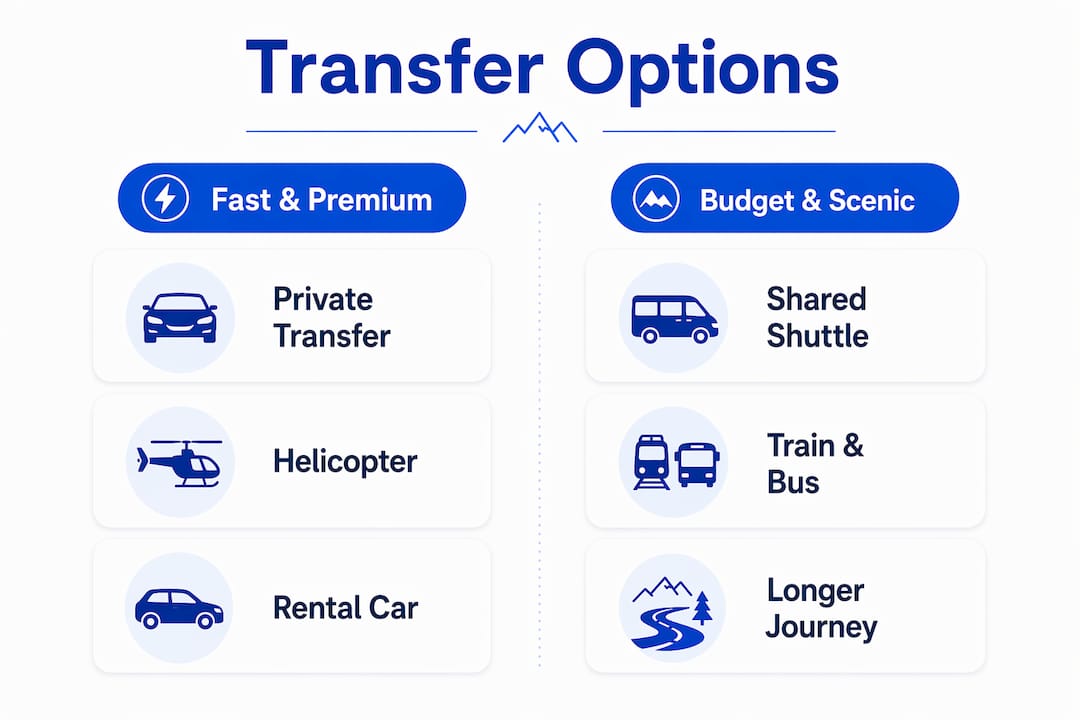 Infographic comparing transfer options Geneva Airport to Courchevel