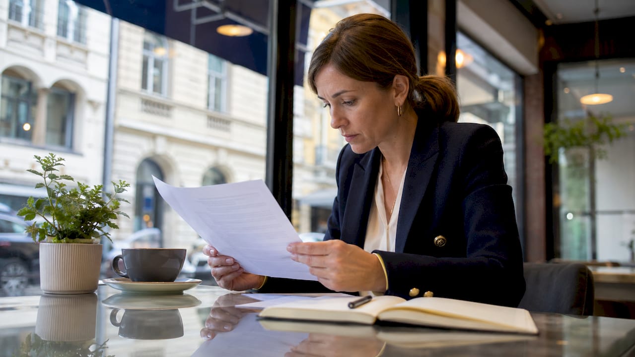 Swiss corporate lawyer reviewing governance documents