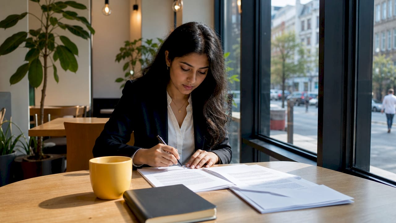 Professional reviewing crypto registration documents