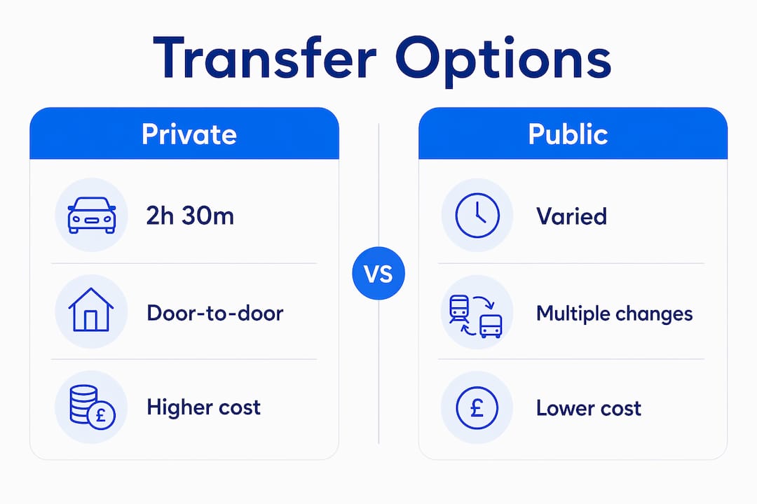 Comparison infographic of private vs public transfers