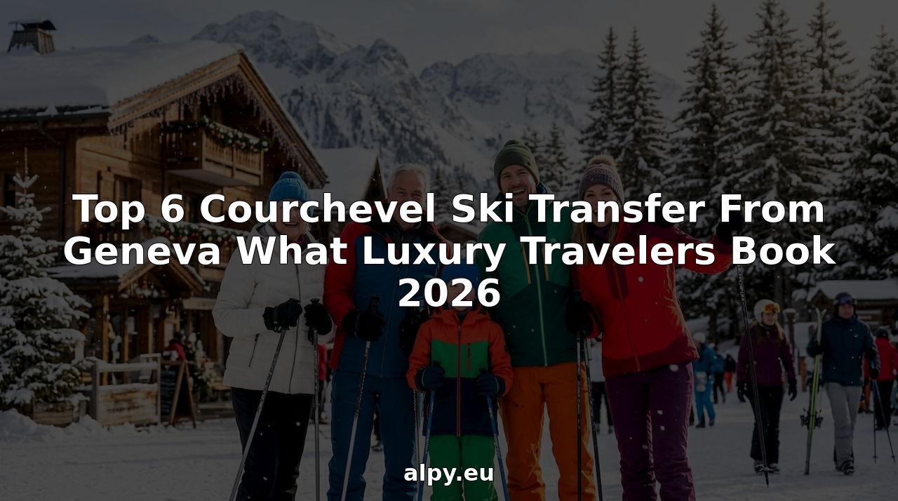 Family enjoying snowy luxury ski resort village in Courchevel