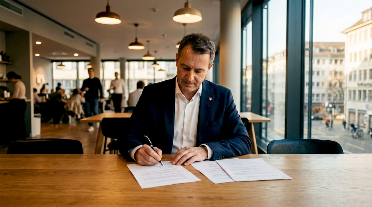 Swiss signatory signing official document