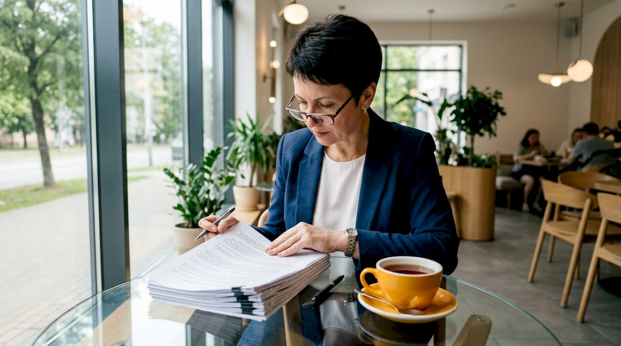 Executive reviewing corporate compliance documents