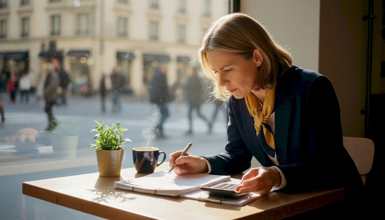 Swiss HR manager reviewing payroll documents