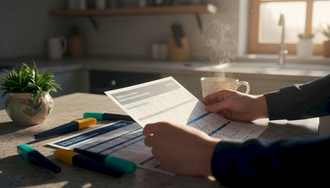 Hands holding Swiss social security documents