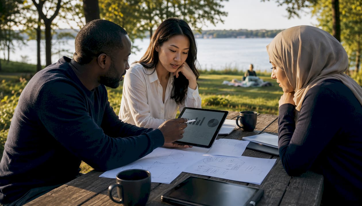 Entrepreneurs discussing share capital allocation