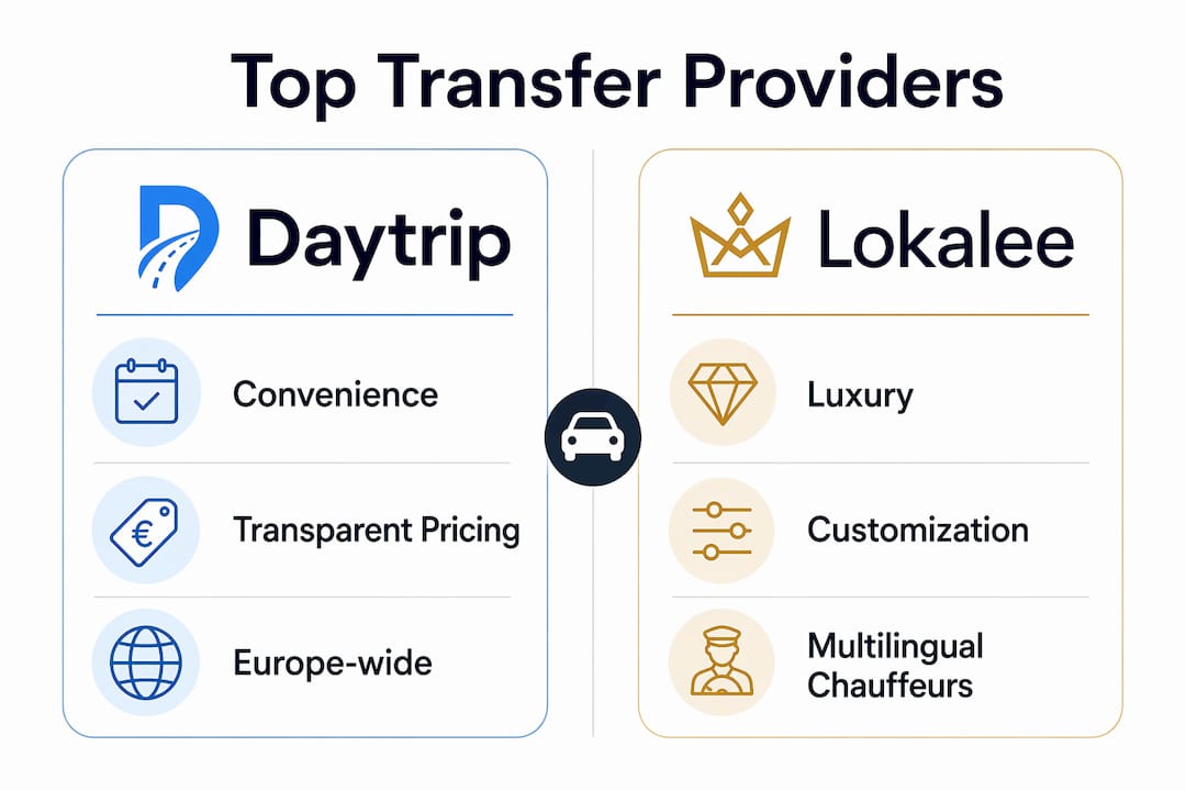 Infographic comparing private transfer providers Daytrip and Lokalee