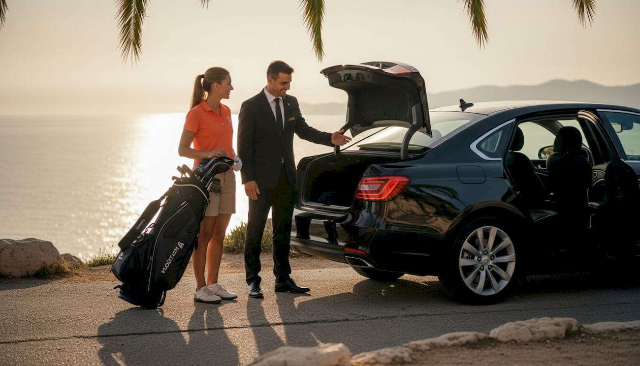 Private transfer car loading golf bags