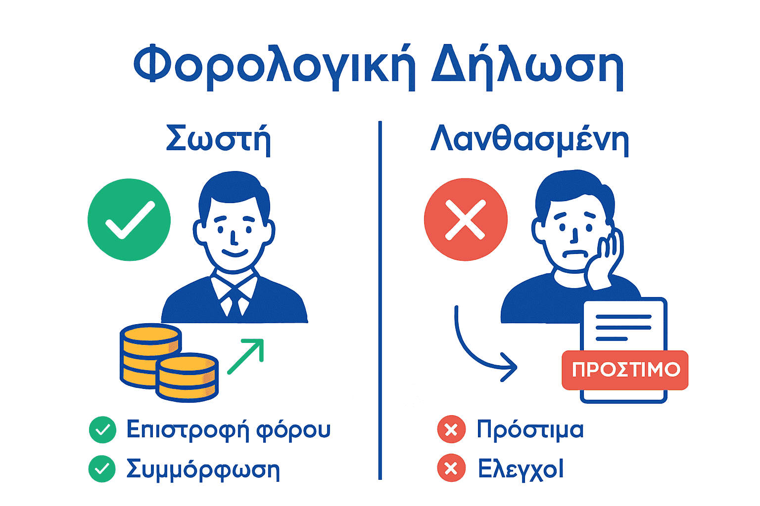Infographic comparing tax declaration benefits versus penalties