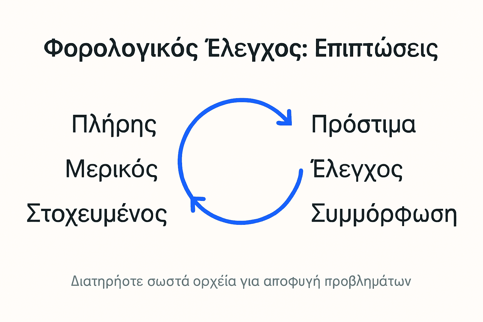 Γραφικό με τις βασικές κατηγορίες φορολογικού ελέγχου και τις συνέπειές τους