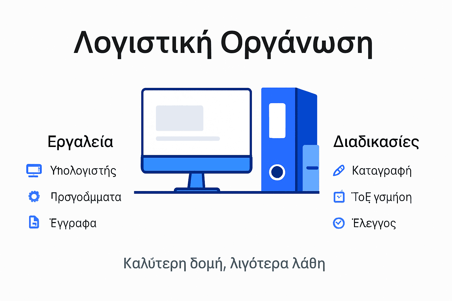 Εικονογραφημένος οδηγός με τα βασικά βήματα για την οργάνωση ενός λογιστικού τμήματος