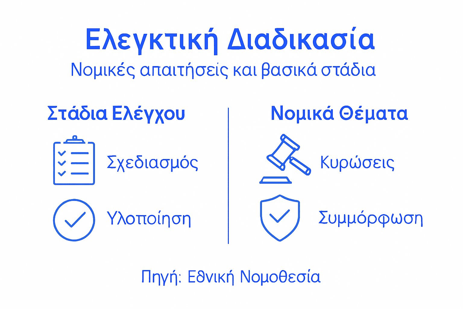 Ενημερωτικό γράφημα με τα βασικά βήματα για πλήρη νομική συμμόρφωση
