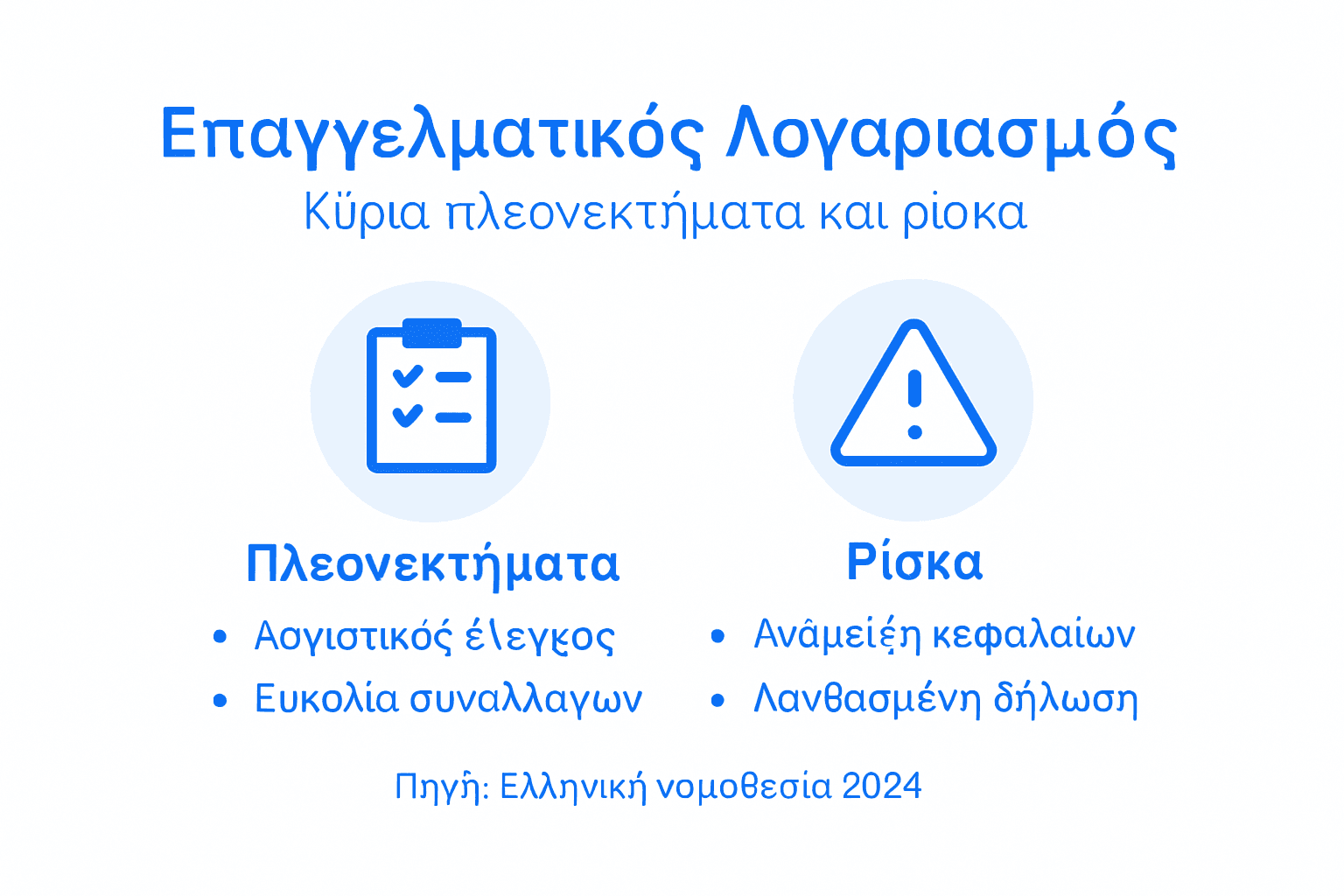 Γραφικό με τα πλεονεκτήματα και τις παγίδες ενός επαγγελματικού λογαριασμού