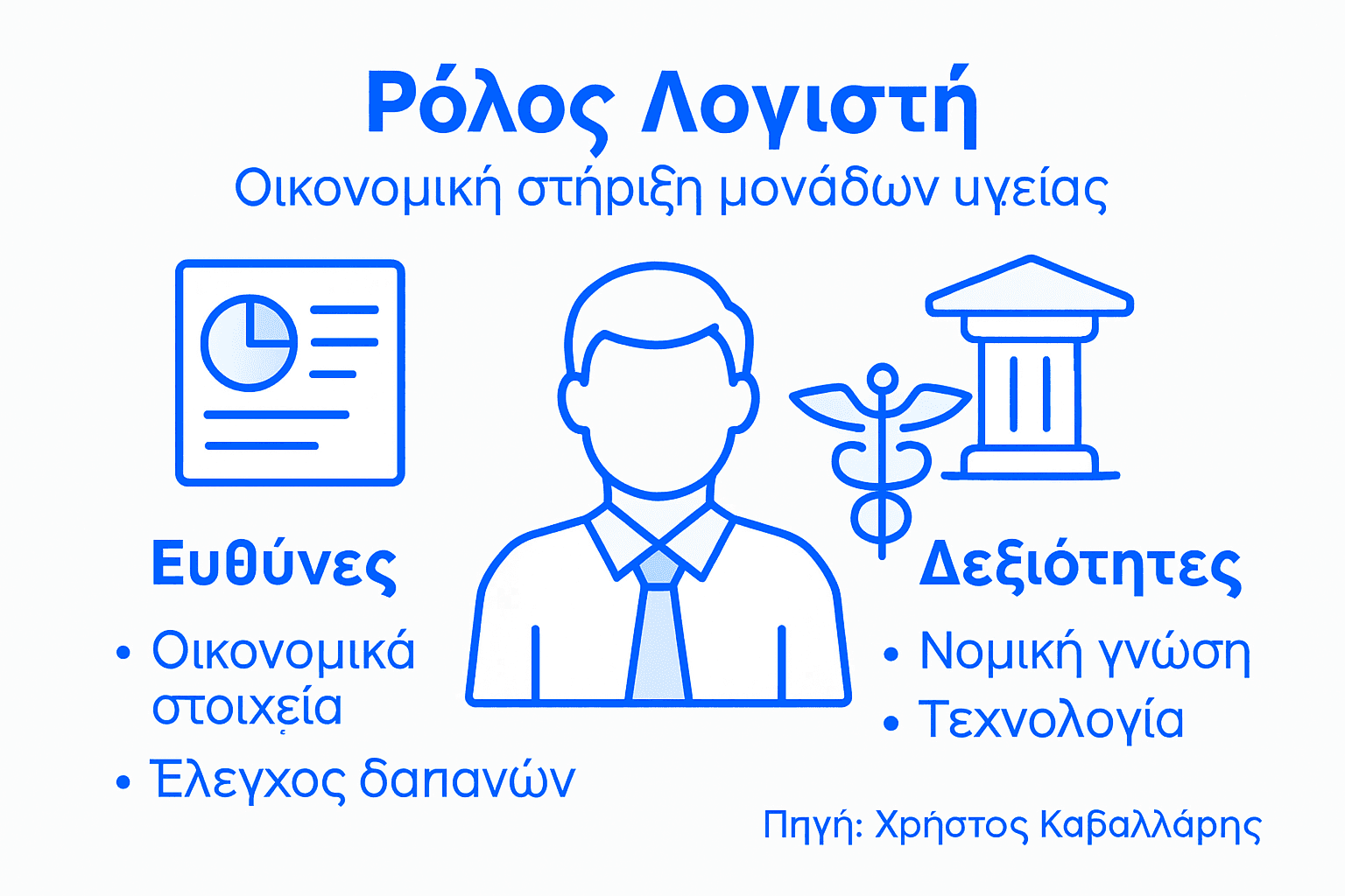 Εικονογραφημένος οδηγός με τις βασικές αρμοδιότητες του λογιστή στον χώρο της υγείας