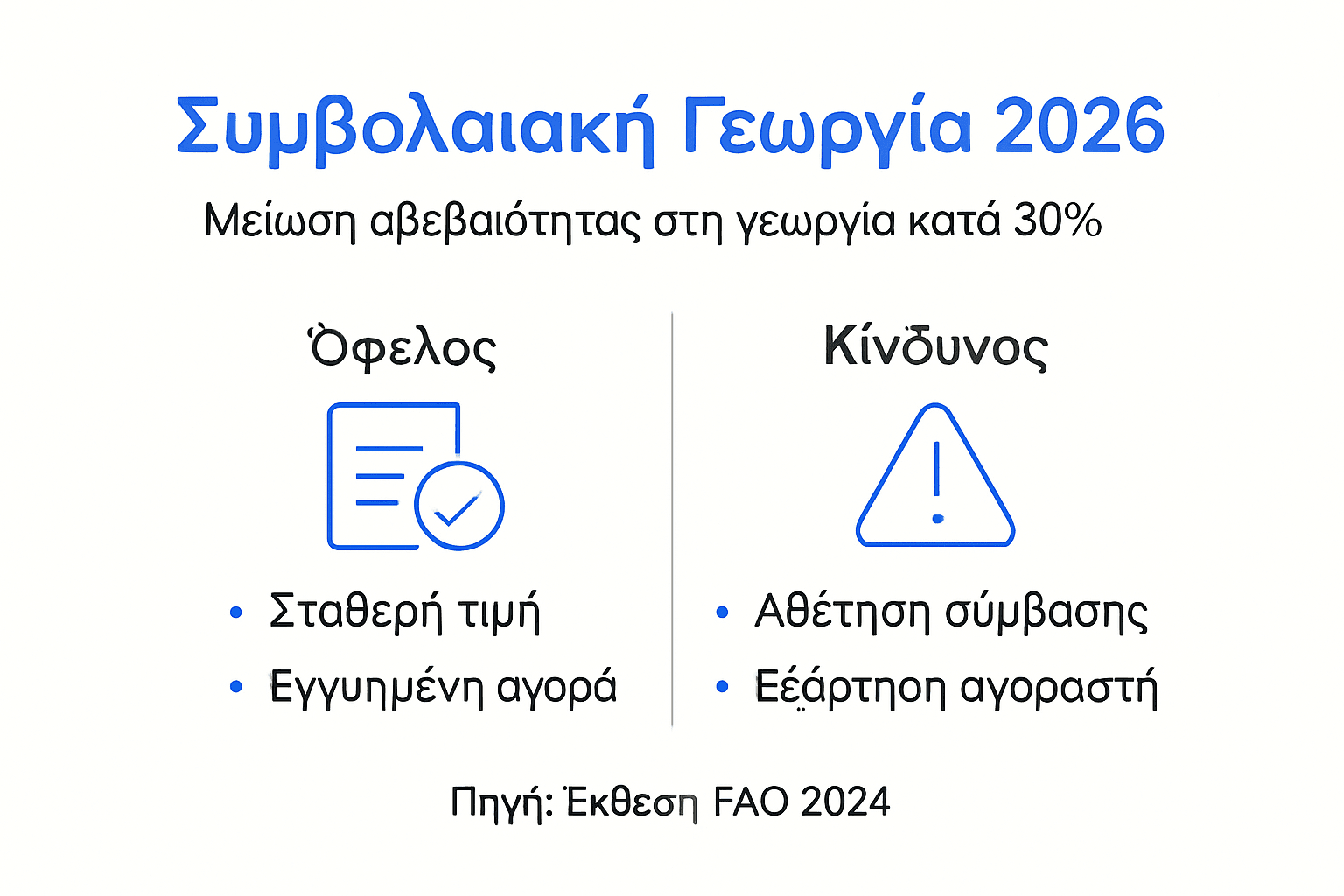 Γραφικό με πρακτικούς τρόπους για να μειώσουμε την αβεβαιότητα στη συμβολαιακή γεωργία