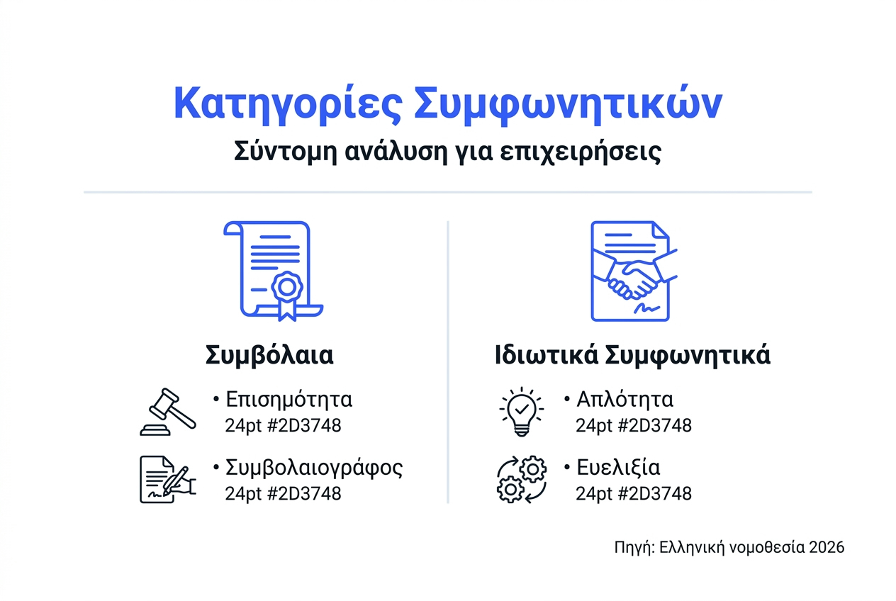 Γραφικό με κατηγορίες συμβολαίων και βασικές διαφορές μεταξύ τους