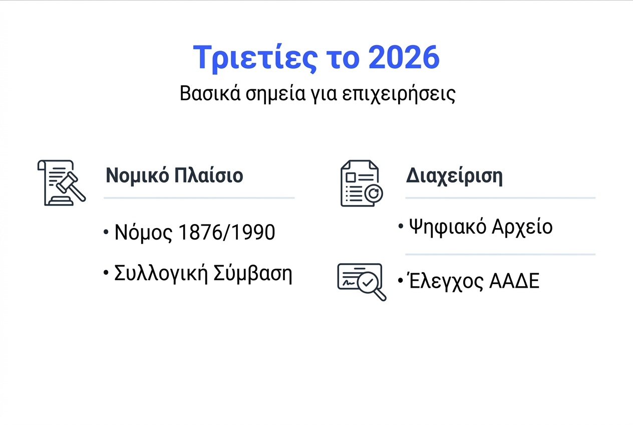 Ενημερωτικό γράφημα για τις τριετίες: Νομικές πτυχές και διαχείριση στην πράξη