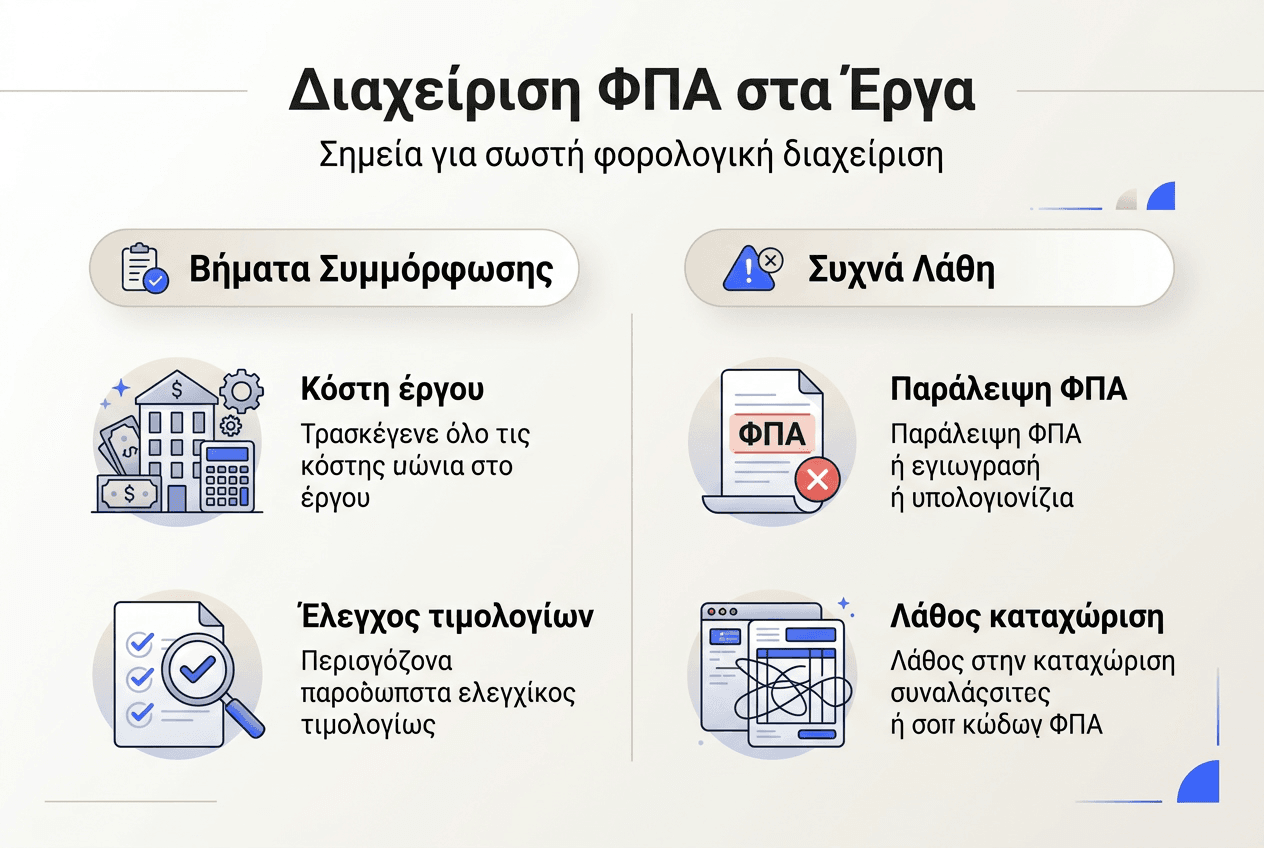 Εικονογραφημένος οδηγός για τη σωστή διαχείριση ΦΠΑ σε έργα: Τα βασικά στάδια βήμα-βήμα