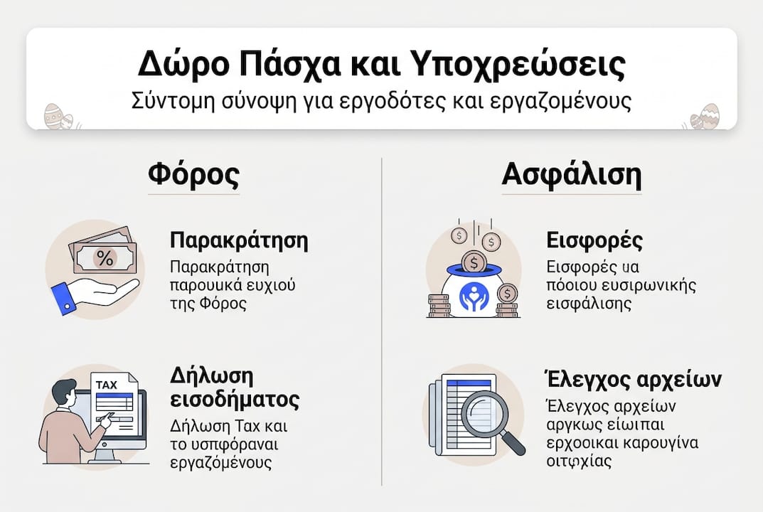 Γραφικό με όλα όσα πρέπει να ξέρετε για τη φορολογία και τις κρατήσεις στο δώρο Πάσχα