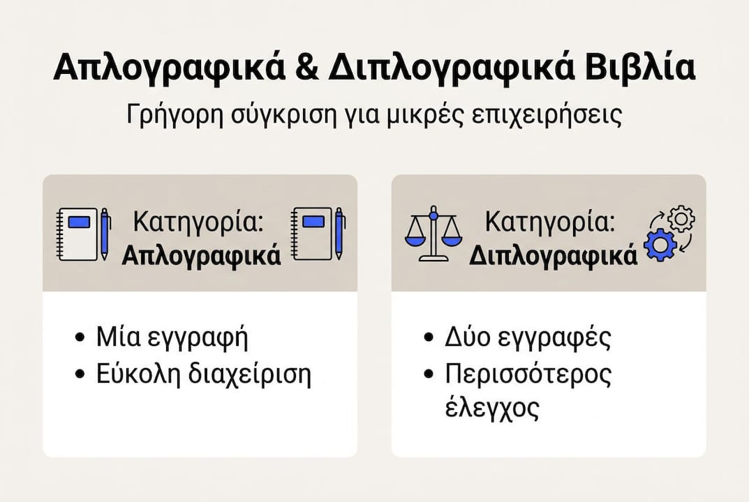 Γραφικό με σύγκριση απλογραφικών και διπλογραφικών βιβλίων
