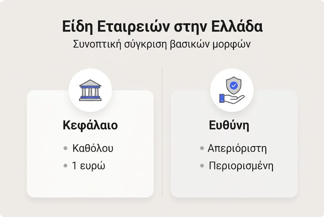 Οδηγός με γραφικά για τη σύγκριση των διαφορετικών τύπων εταιρειών στην Ελλάδα
