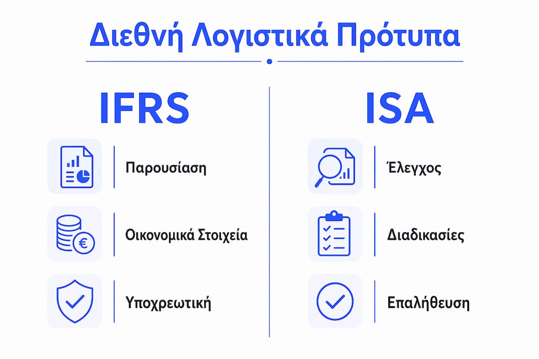 Γραφική απεικόνιση με βασικές διαφορές και ομοιότητες μεταξύ των προτύπων ΔΠΧΑ και ΔΔΕ