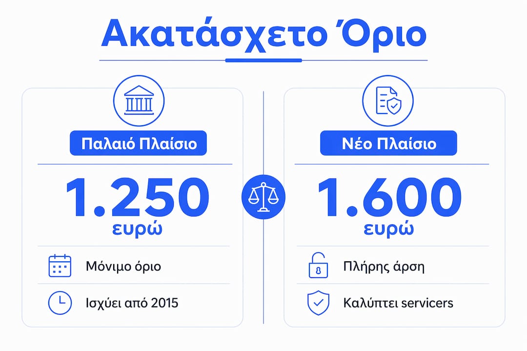 Γραφική απεικόνιση με τις βασικές διαφορές μεταξύ του παλιού και του νέου ακατάσχετου ορίου