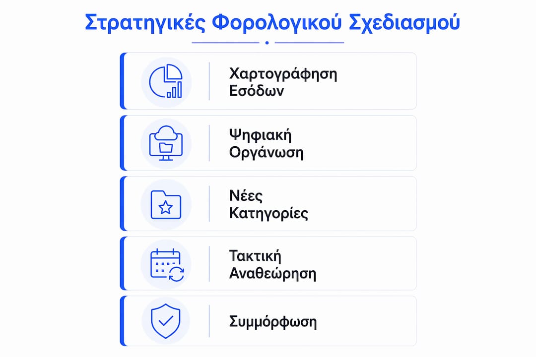 Εικονογραφημένος οδηγός με βασικά στάδια για τον φορολογικό σχεδιασμό στη ναυτιλία