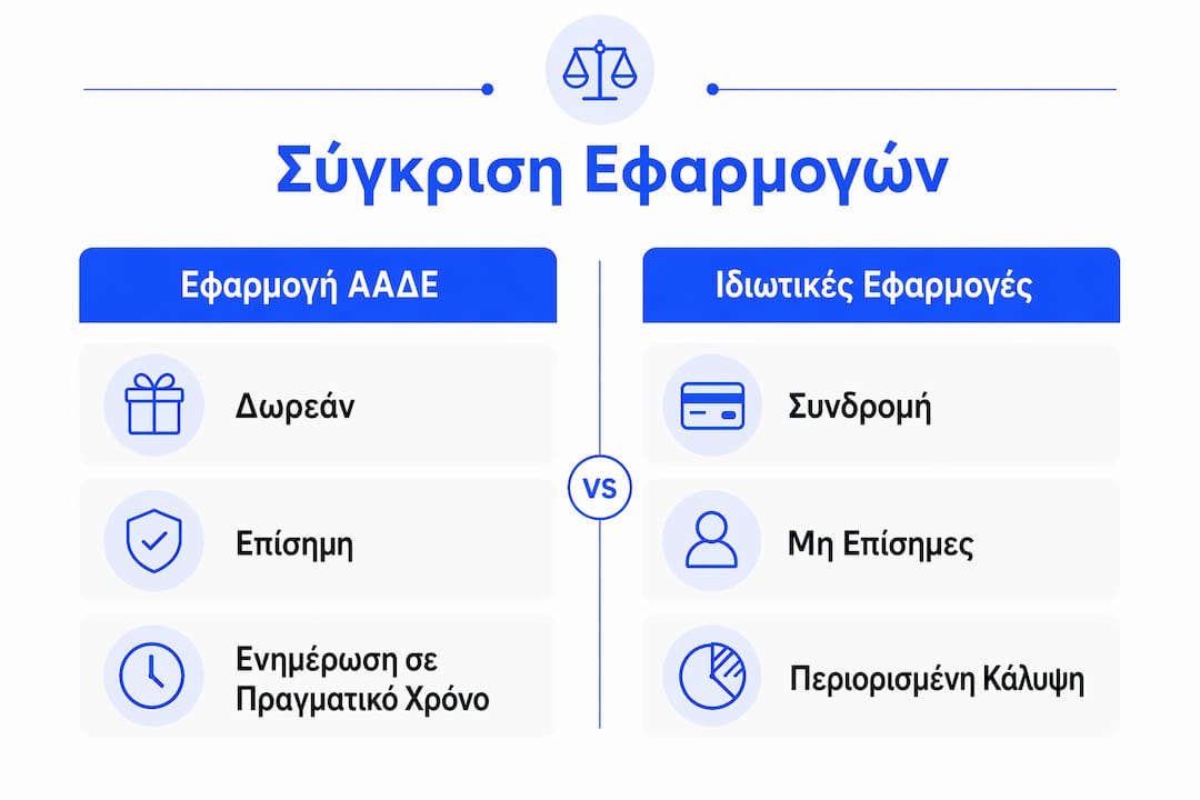 Διαδραστικό γράφημα: Ποια είναι τα βασικά στοιχεία που ξεχωρίζουν τις επίσημες εφαρμογές από τις ιδιωτικές;