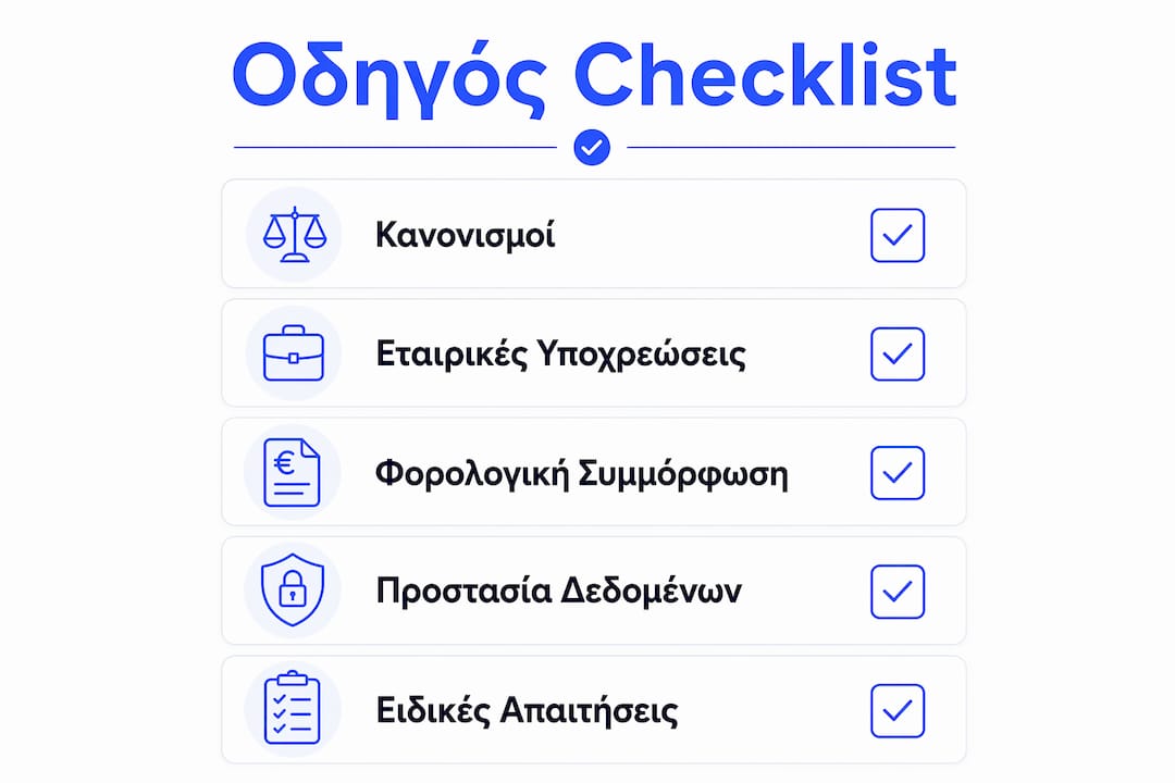 Εντυπωσιακό γράφημα με τα βασικά βήματα για τον έλεγχο συμμόρφωσης