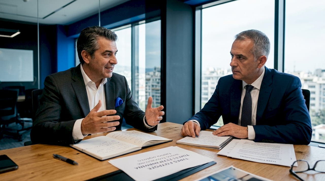Συνεργάτες συζητούν για τις διάφορες μορφές εταιρειών και ποια ταιριάζει καλύτερα στη δική τους επιχειρηματική δραστηριότητα.