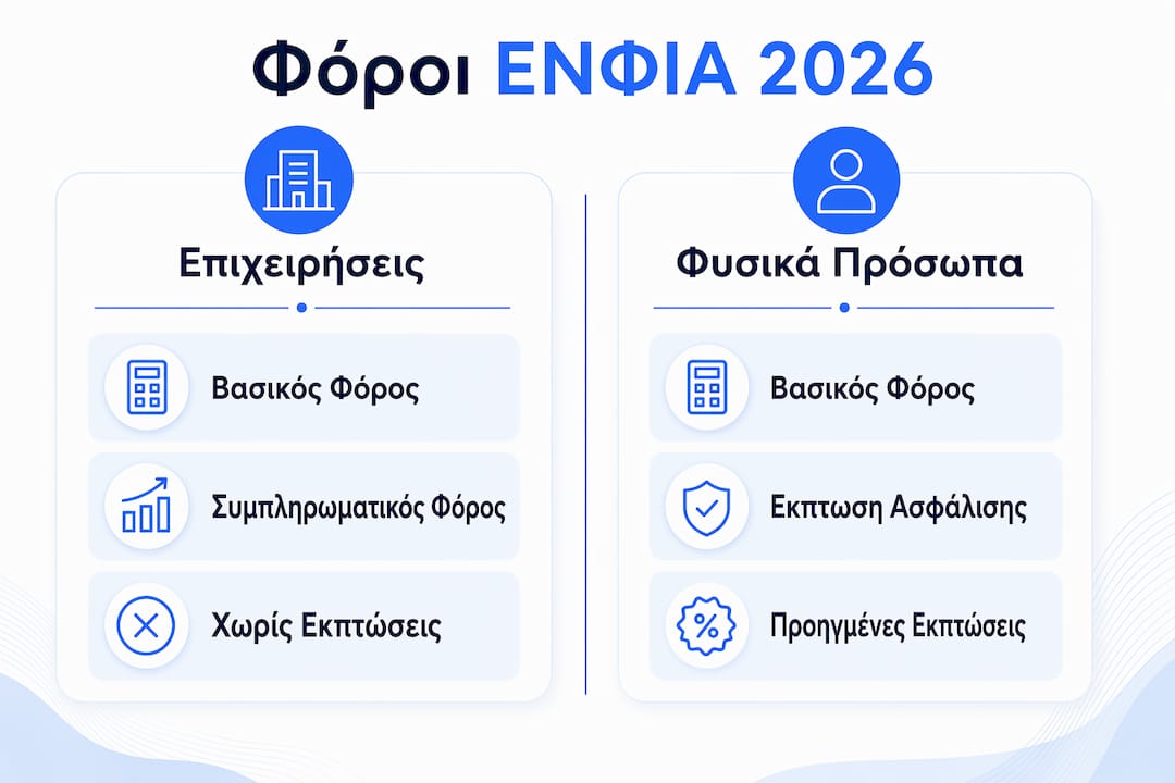 Γραφική απεικόνιση που αναδεικνύει τις διαφορές του ΕΝΦΙΑ ανάμεσα σε επιχειρήσεις και φυσικά πρόσωπα