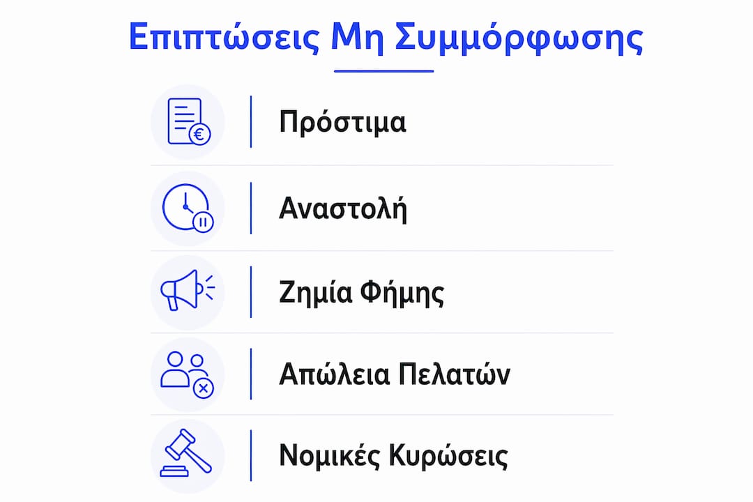 Γραφικό με τα βασικά προβλήματα που προκύπτουν από τη μη συμμόρφωση
