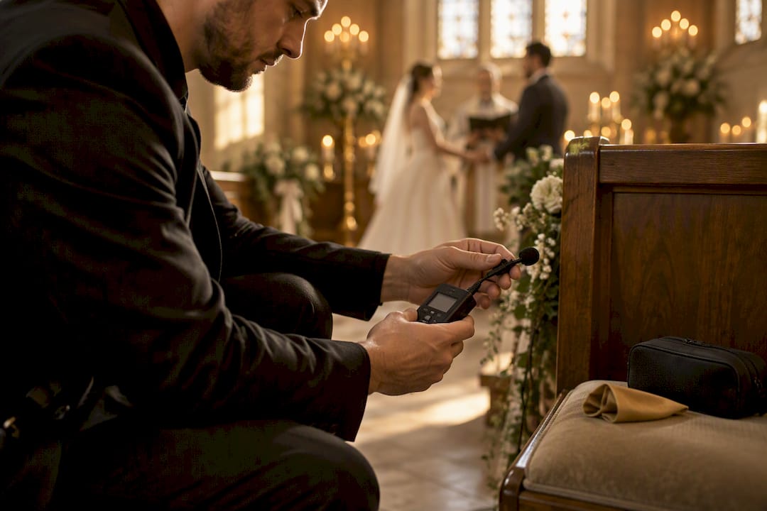 Audio recorder and microphone during ceremony