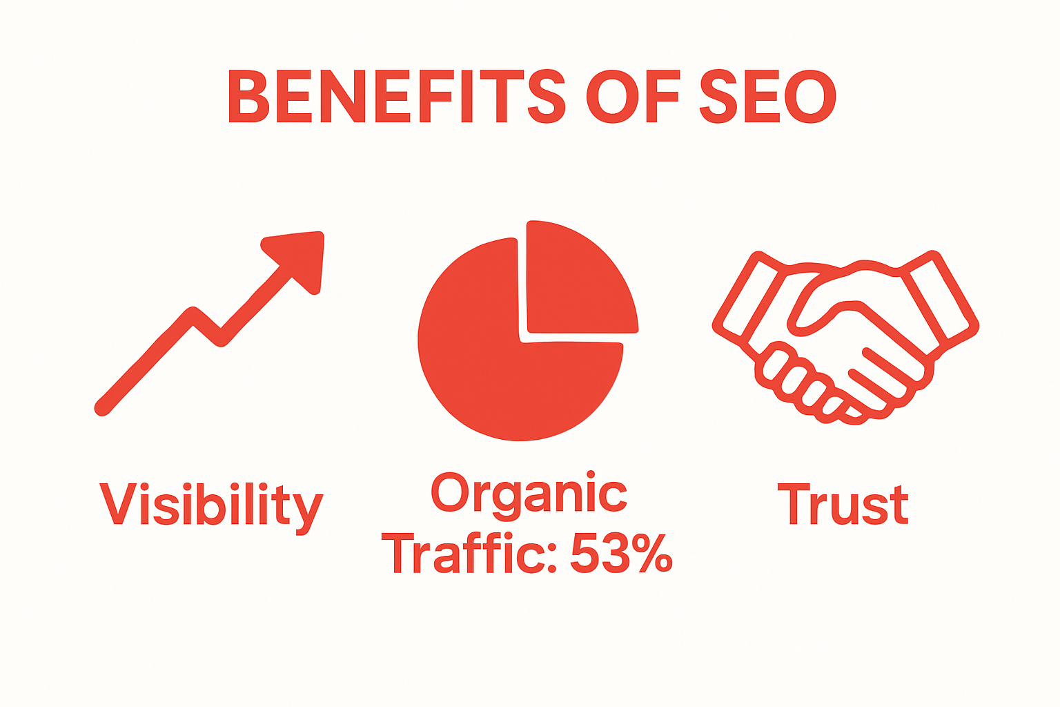 Visual comparison of SEO visibility, organic traffic, and trust for business growth