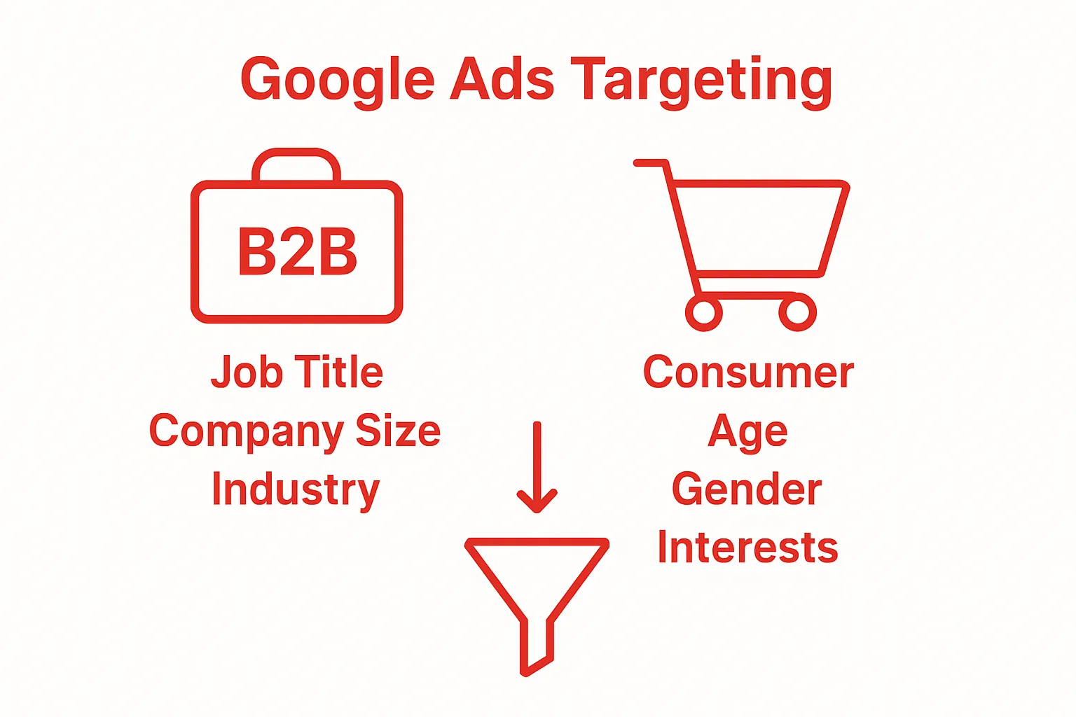 Comparison of B2B and consumer Google Ads targeting methods