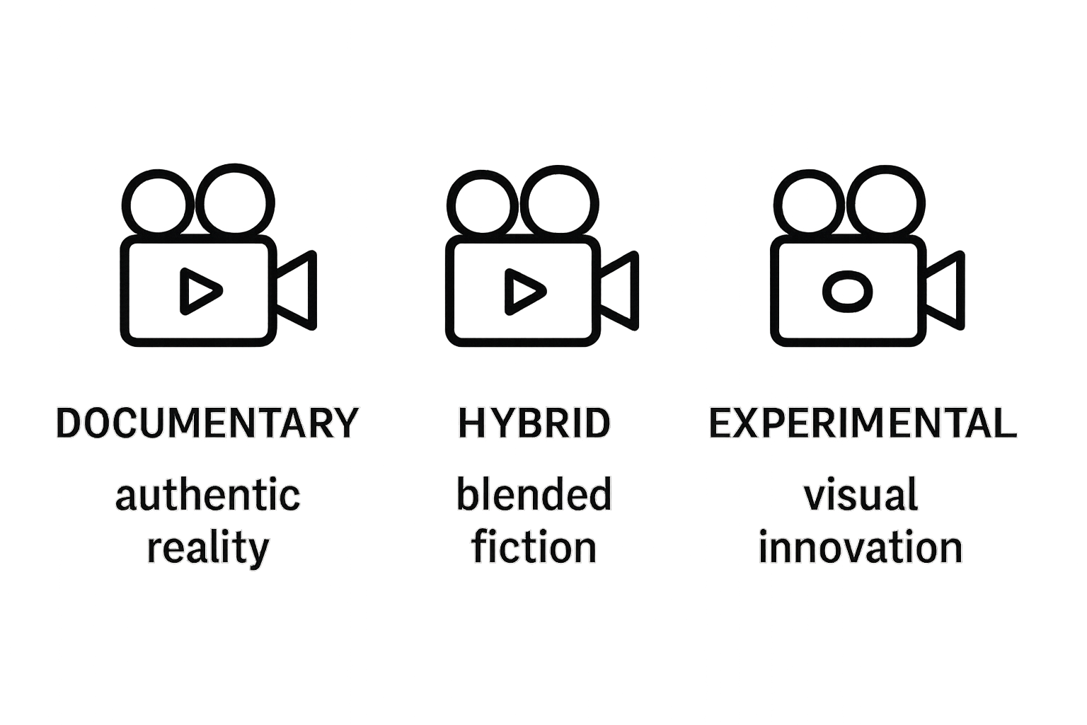 Three icons: documentary, hybrid, experimental film genres