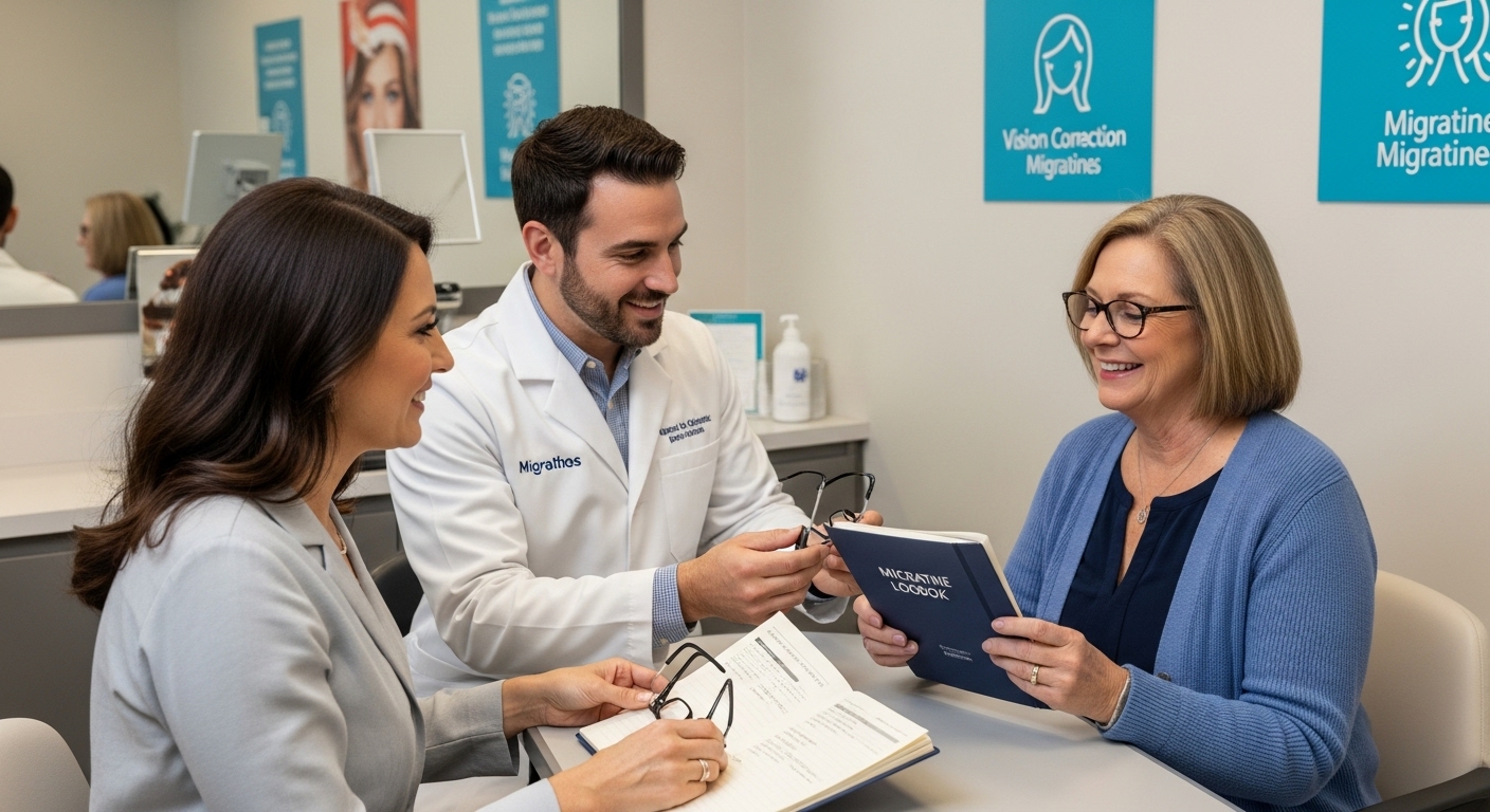 reading glasses optometry migraines