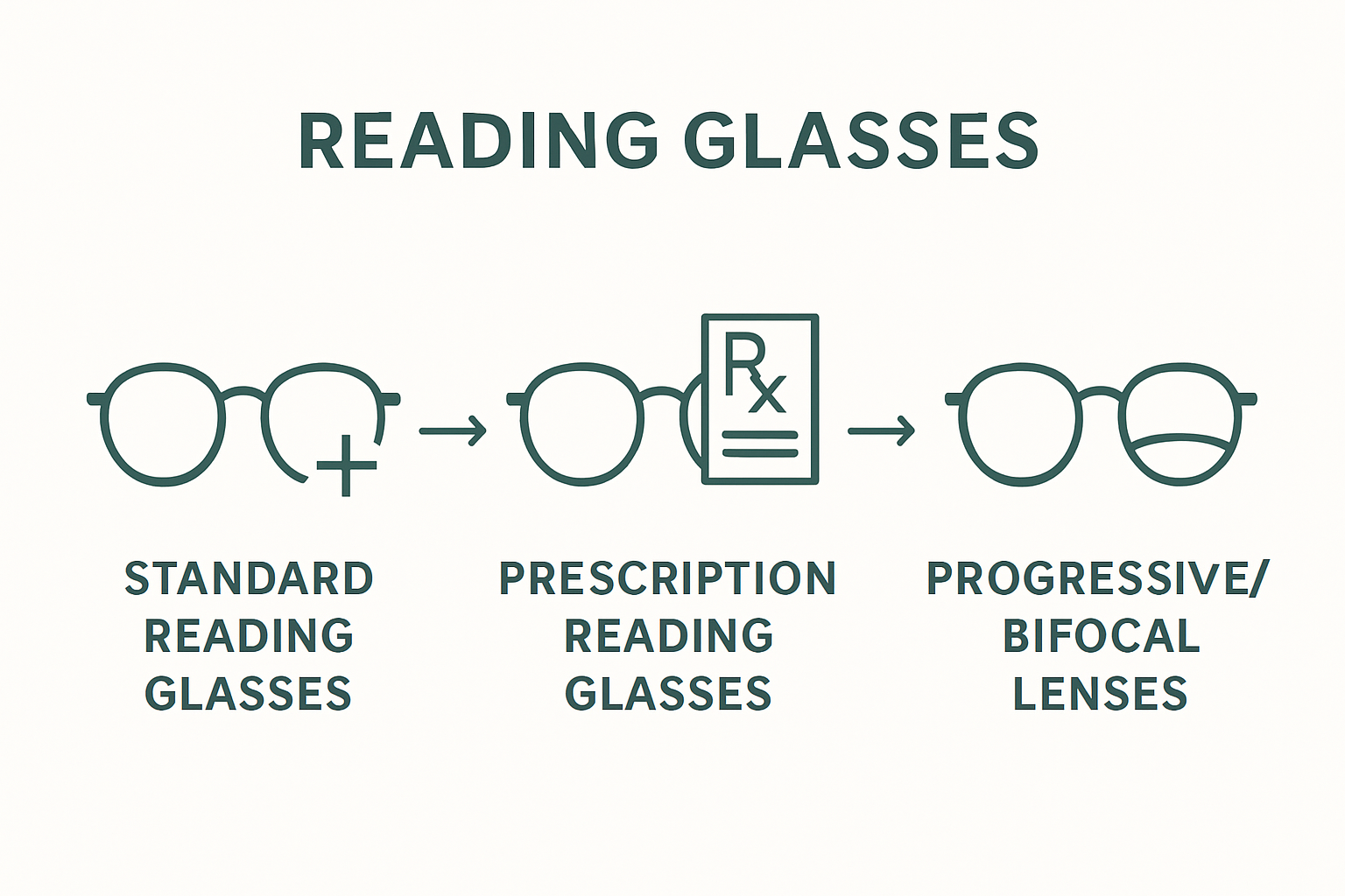 Infographic comparing types of reading glasses
