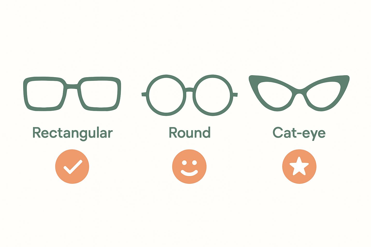 Infographic comparing three reading glasses frame shapes.