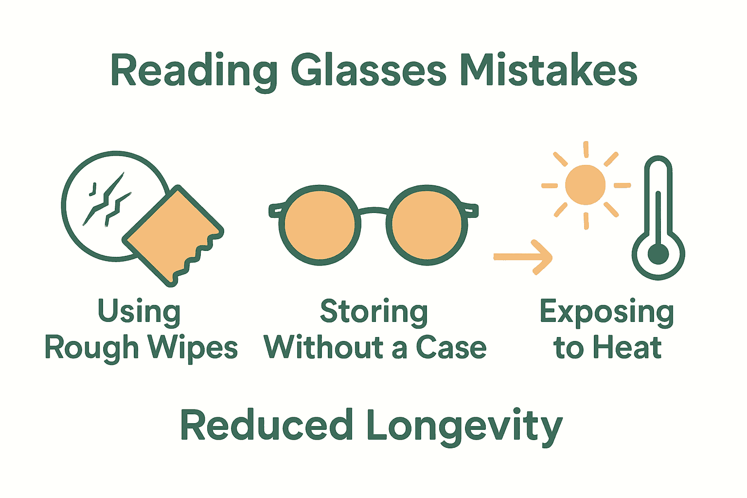 Infographic on common mistakes damaging reading glasses