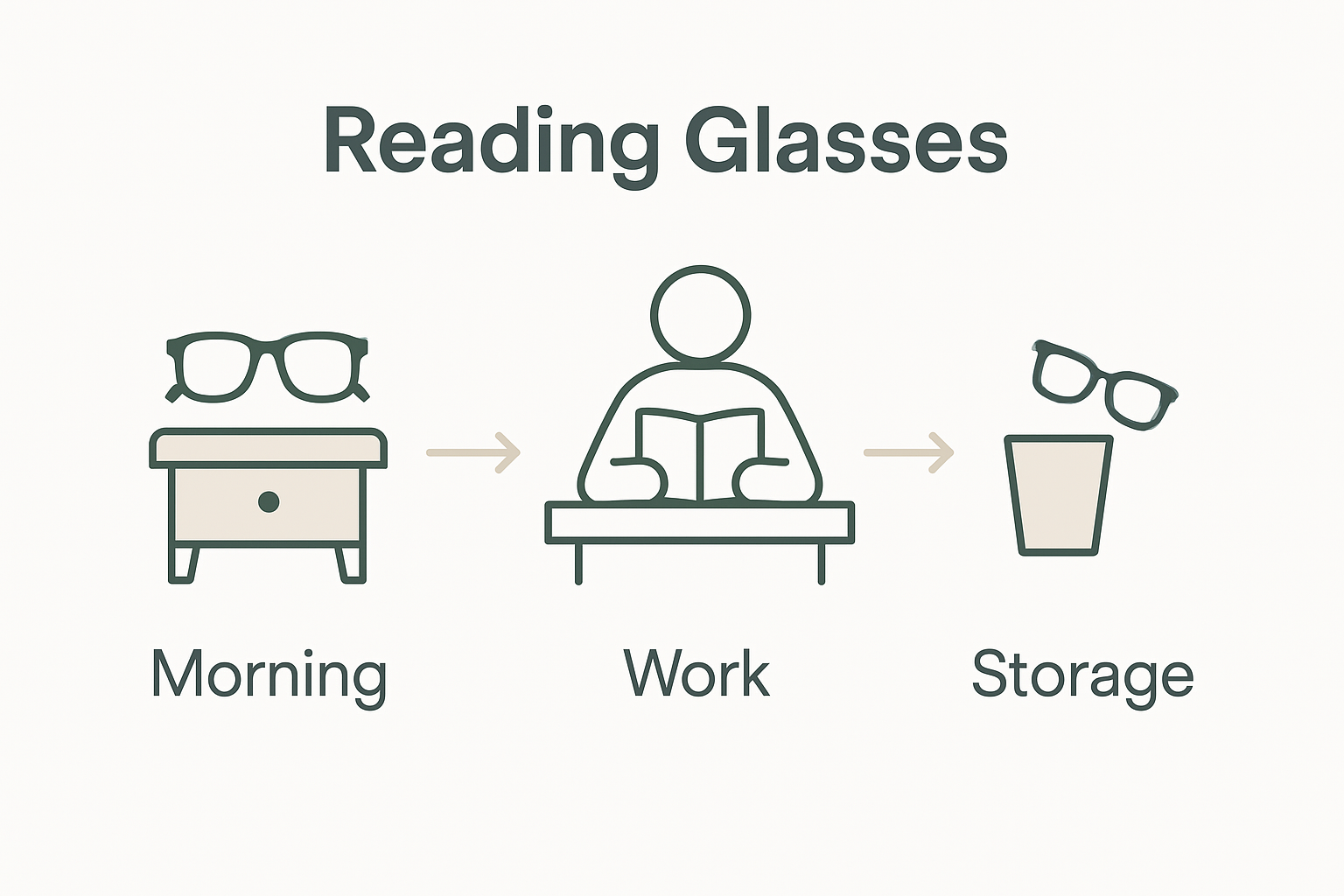 Infographic showing daily reading glasses routine