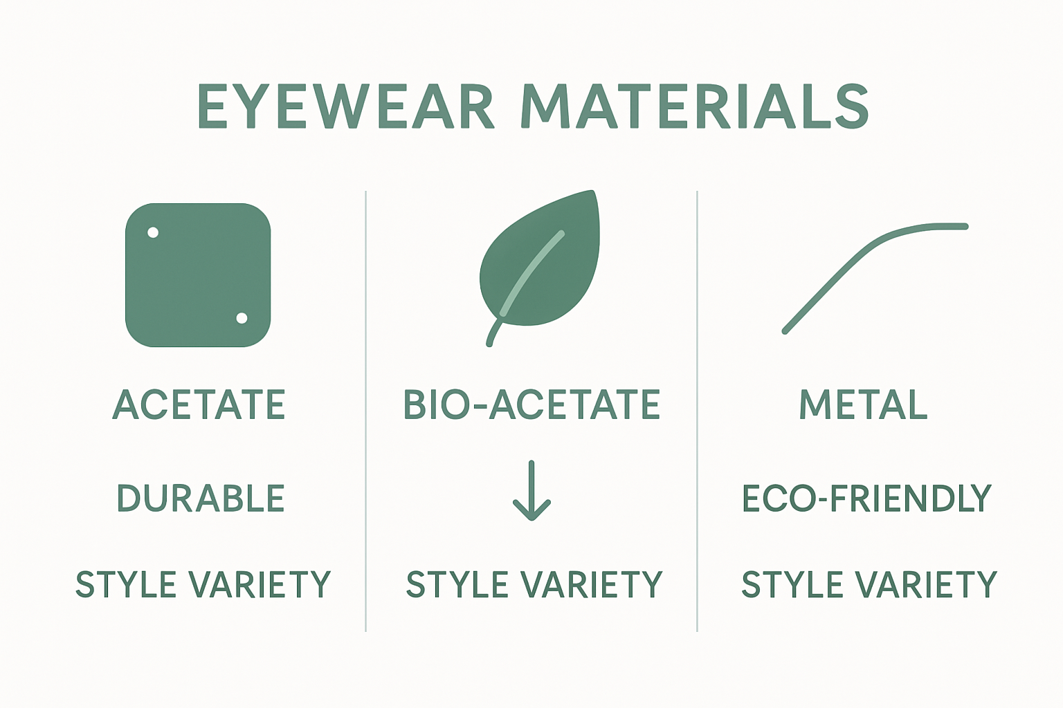Eyewear materials features side-by-side infographic