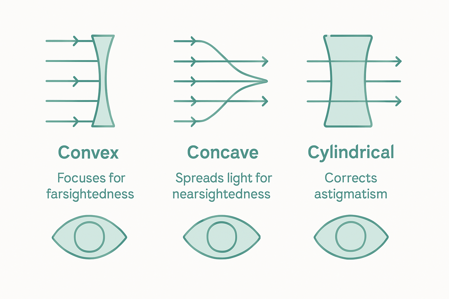Infographic comparing lens shapes and vision correction