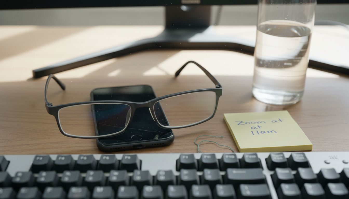 Modern computer glasses close up office