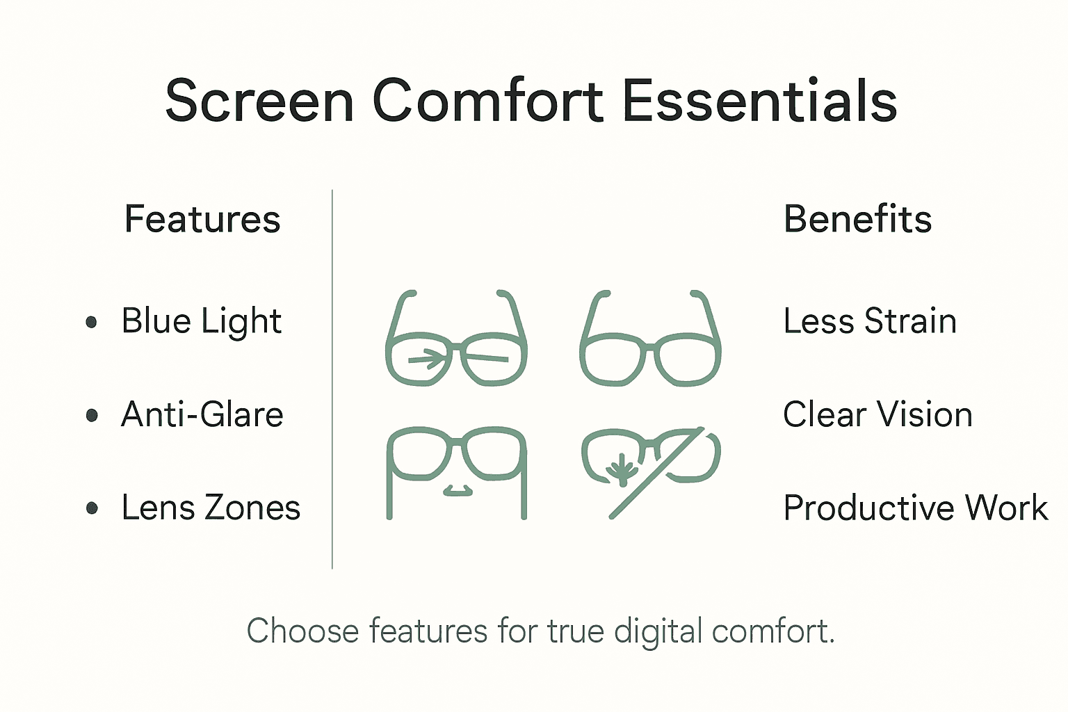 Infographic showing screen comfort features